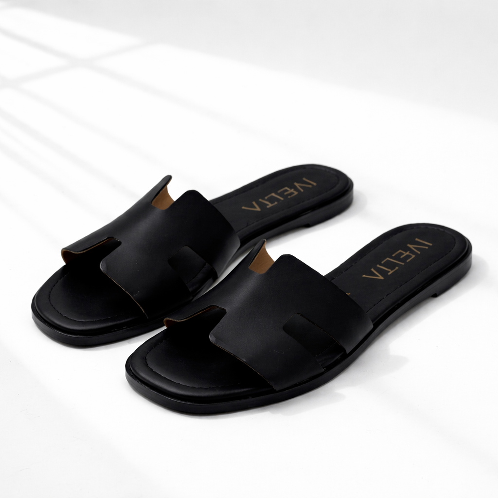 sandalia polar h confort premium diseño icónico color negro vista frontal