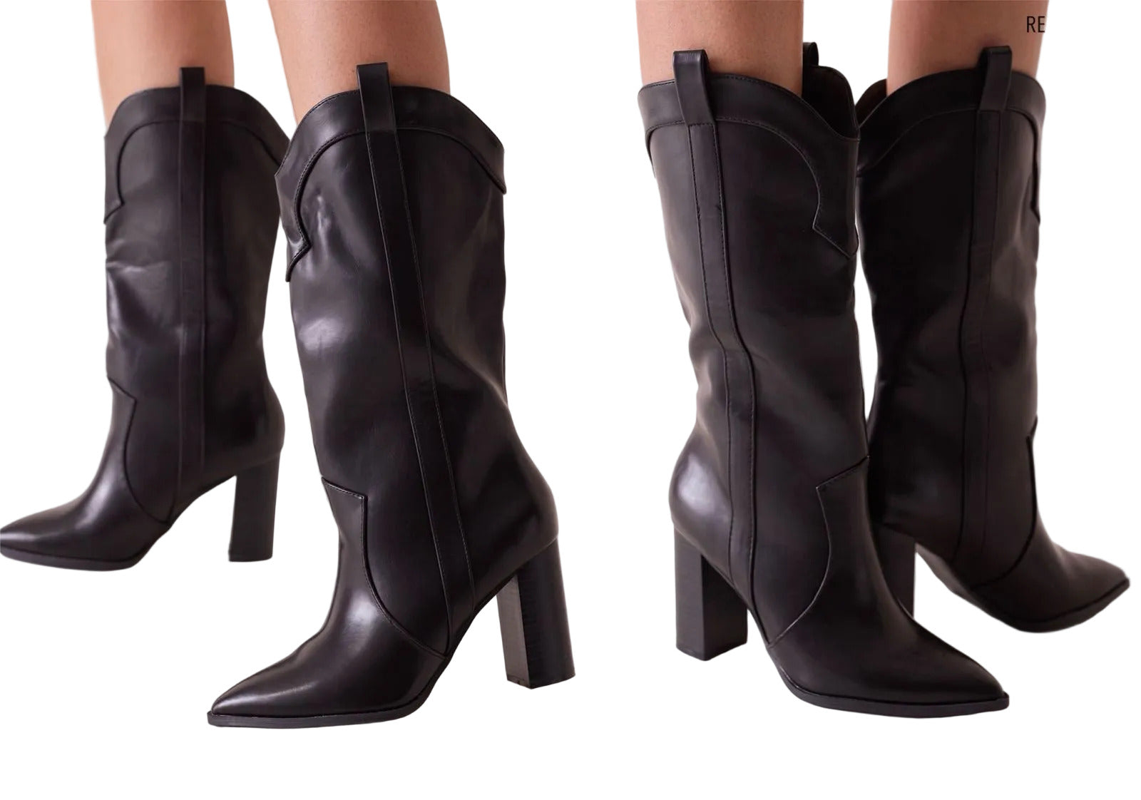 Bota vaquera negra estilo urbano Eclipse en piel vista lateral