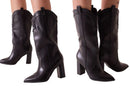 Bota vaquera negra estilo urbano Eclipse en piel vista lateral
