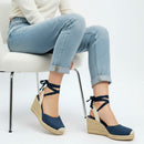 alpargata valeria con cintas ajustables look casual jeans cómodo