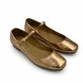 Zapatillas Mary Jane de Charol Estilo Ballerina Brillante acabado dorado brillante vista lateral