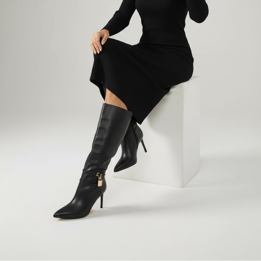 Bota en Punta Onyx - Con Detalle de Candado Metálico