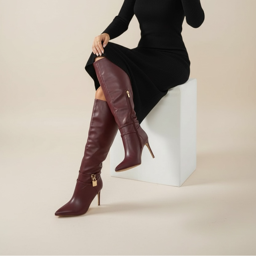 Bota en Punta Onyx - Con Detalle de Candado Metálico