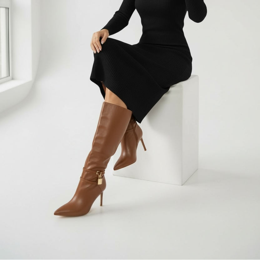 Bota en Punta Onyx - Con Detalle de Candado Metálico