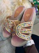 Sandalias Plataforma Mujer Trenzadas con Cuentas | Estilo Boho Chic Verano
